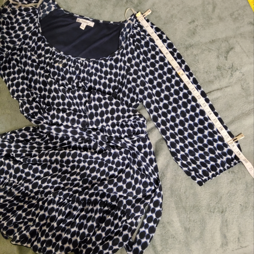 ACCLAIMED BLACK AND WHITE GEOMETRIC PRINT CIRCLE 3/4 SLEEVES SIZE L - Picture 5 of 7